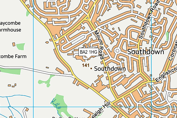 BA2 1HG map - OS VectorMap District (Ordnance Survey) BA2 1HG map - OS VectorMap District (Ordnance Survey)