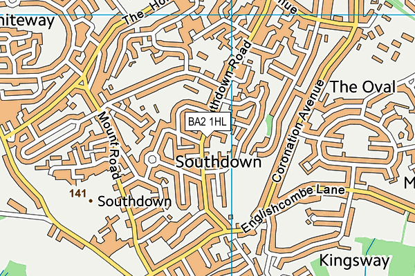 BA2 1HL map - OS VectorMap District (Ordnance Survey) BA2 1HL map - OS VectorMap District (Ordnance Survey)
