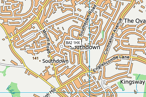 BA2 1HX map - OS VectorMap District (Ordnance Survey) BA2 1HX map - OS VectorMap District (Ordnance Survey)