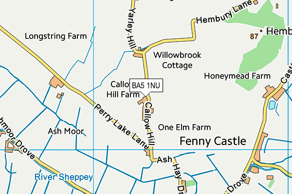 BA5 1NU map - OS VectorMap District (Ordnance Survey)