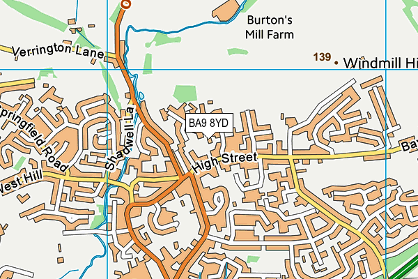 BA9 8YD map - OS VectorMap District (Ordnance Survey) BA9 8YD map - OS VectorMap District (Ordnance Survey)