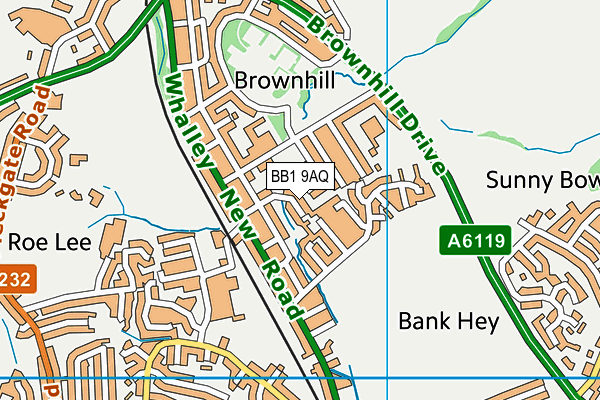 BB1 9AQ map - OS VectorMap District (Ordnance Survey) BB1 9AQ map - OS VectorMap District (Ordnance Survey)