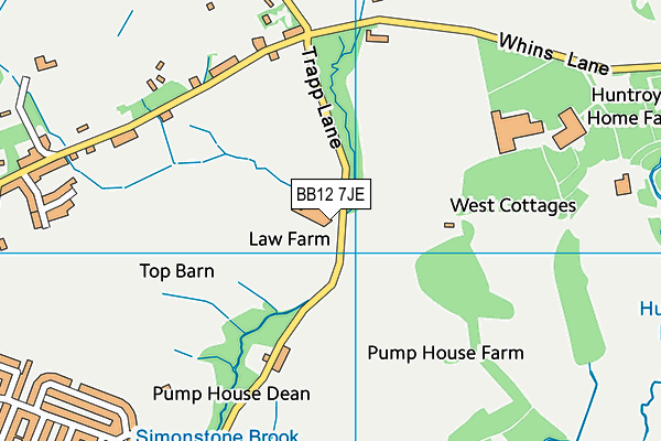 BB12 7JE map - OS VectorMap District (Ordnance Survey) BB12 7JE map - OS VectorMap District (Ordnance Survey)