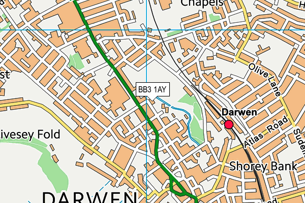 BB3 1AY map - OS VectorMap District (Ordnance Survey)