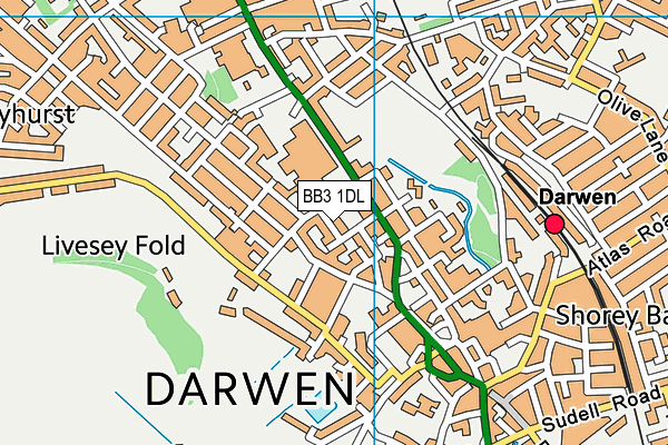 BB3 1DL map - OS VectorMap District (Ordnance Survey)
