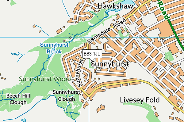 BB3 1JL map - OS VectorMap District (Ordnance Survey) BB3 1JL map - OS VectorMap District (Ordnance Survey)