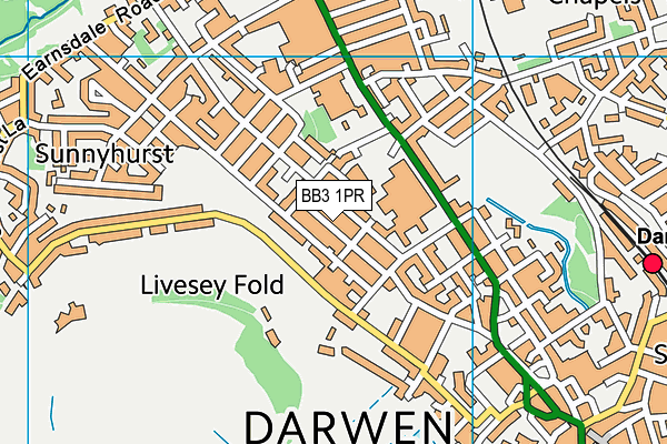 BB3 1PR map - OS VectorMap District (Ordnance Survey)