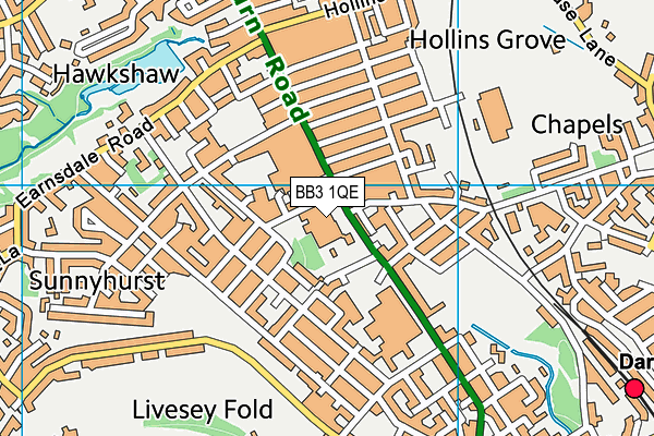 BB3 1QE map - OS VectorMap District (Ordnance Survey) BB3 1QE map - OS VectorMap District (Ordnance Survey)