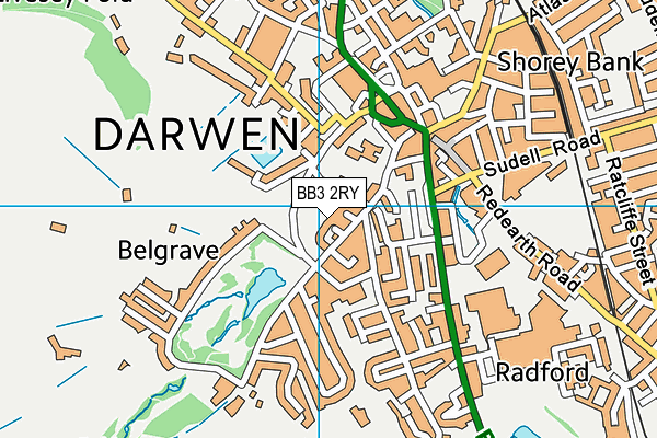 BB3 2RY map - OS VectorMap District (Ordnance Survey)
