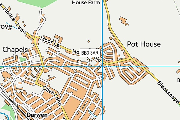 BB3 3AR map - OS VectorMap District (Ordnance Survey) BB3 3AR map - OS VectorMap District (Ordnance Survey)