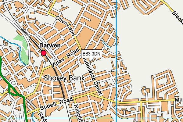 BB3 3DN map - OS VectorMap District (Ordnance Survey)