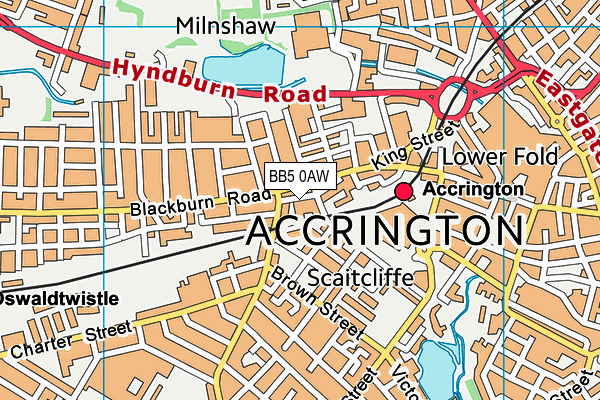 BB5 0AW map - OS VectorMap District (Ordnance Survey)