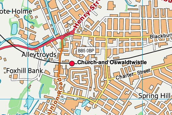 BB5 0BP map - OS VectorMap District (Ordnance Survey)