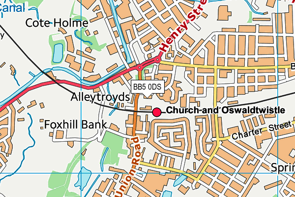 BB5 0DS map - OS VectorMap District (Ordnance Survey)