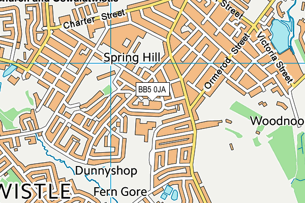 BB5 0JA map - OS VectorMap District (Ordnance Survey)