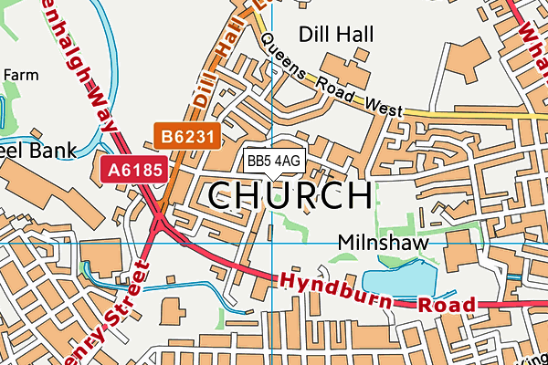 BB5 4AG map - OS VectorMap District (Ordnance Survey)