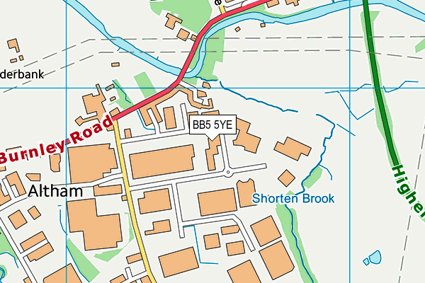 BB5 5YE map - OS VectorMap District (Ordnance Survey)