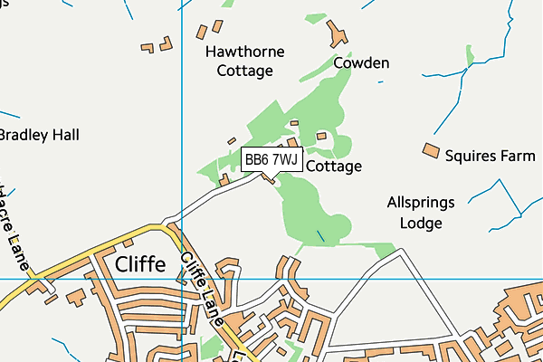 BB6 7WJ map - OS VectorMap District (Ordnance Survey) BB6 7WJ map - OS VectorMap District (Ordnance Survey)
