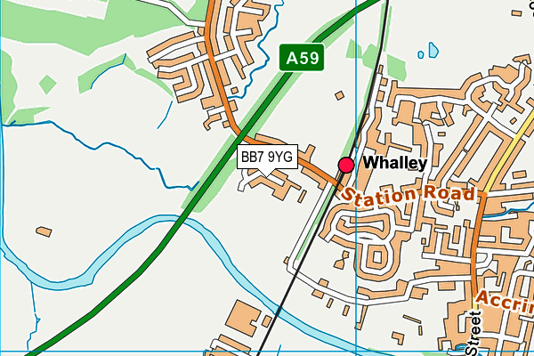 BB7 9YG map - OS VectorMap District (Ordnance Survey)