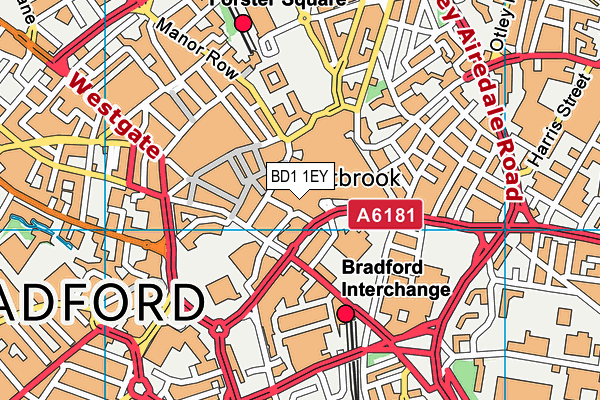 BD1 1EY map - OS VectorMap District (Ordnance Survey) BD1 1EY map - OS VectorMap District (Ordnance Survey)