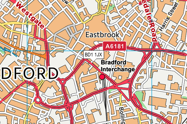 BD1 1JX map - OS VectorMap District (Ordnance Survey)
