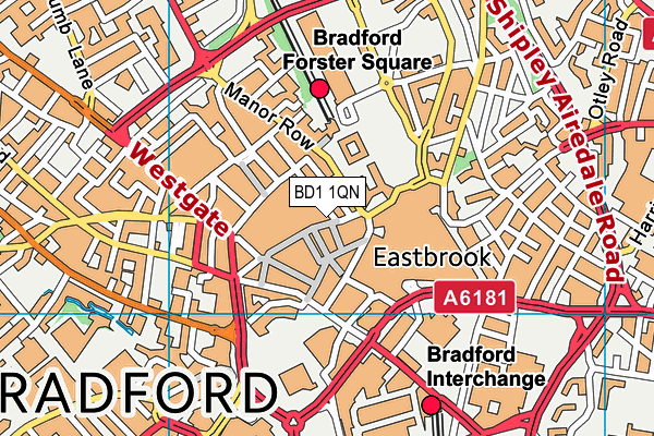 BD1 1QN map - OS VectorMap District (Ordnance Survey) BD1 1QN map - OS VectorMap District (Ordnance Survey)