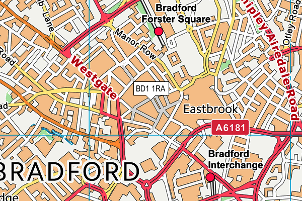 BD1 1RA map - OS VectorMap District (Ordnance Survey)