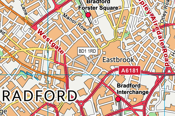 BD1 1RD map - OS VectorMap District (Ordnance Survey) BD1 1RD map - OS VectorMap District (Ordnance Survey)