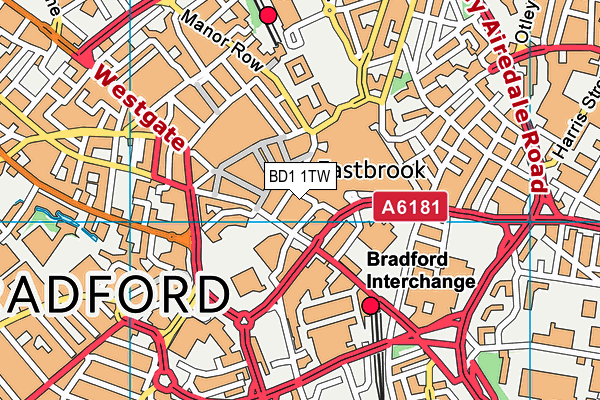 BD1 1TW map - OS VectorMap District (Ordnance Survey) BD1 1TW map - OS VectorMap District (Ordnance Survey)