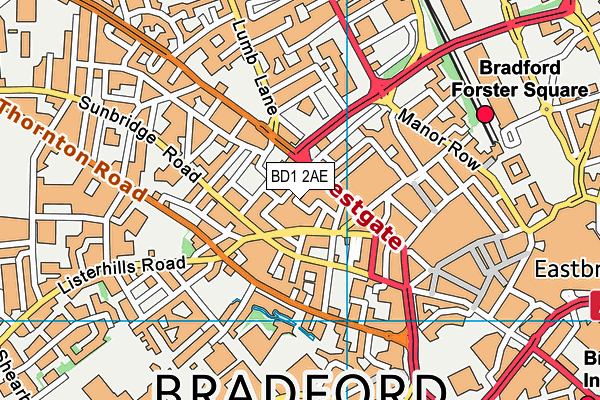 BD1 2AE map - OS VectorMap District (Ordnance Survey) BD1 2AE map - OS VectorMap District (Ordnance Survey)