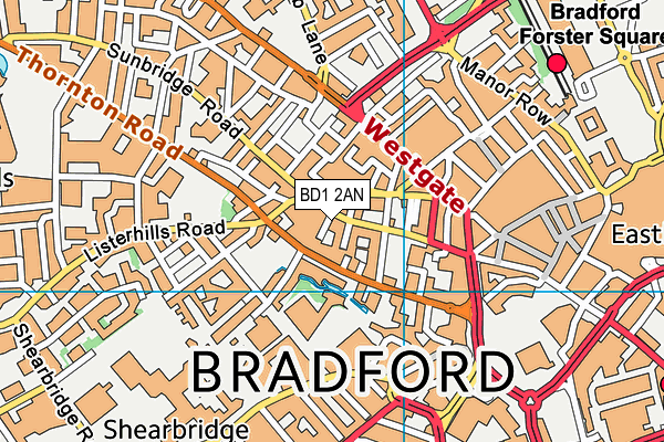 BD1 2AN map - OS VectorMap District (Ordnance Survey) BD1 2AN map - OS VectorMap District (Ordnance Survey)