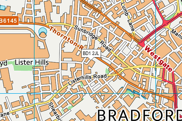 BD1 2JL map - OS VectorMap District (Ordnance Survey) BD1 2JL map - OS VectorMap District (Ordnance Survey)