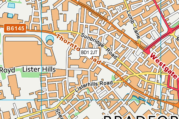 BD1 2JT map - OS VectorMap District (Ordnance Survey) BD1 2JT map - OS VectorMap District (Ordnance Survey)