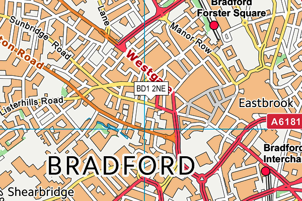 BD1 2NE map - OS VectorMap District (Ordnance Survey) BD1 2NE map - OS VectorMap District (Ordnance Survey)