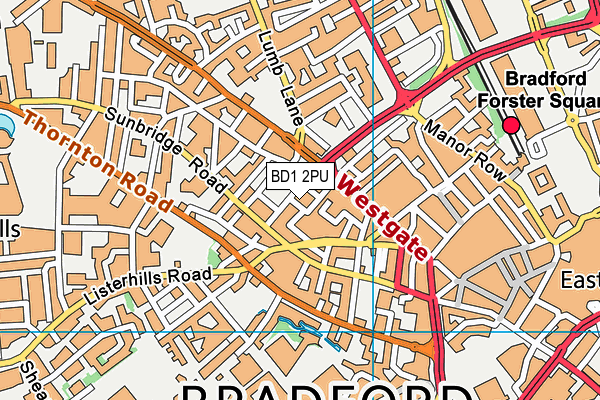 BD1 2PU map - OS VectorMap District (Ordnance Survey) BD1 2PU map - OS VectorMap District (Ordnance Survey)