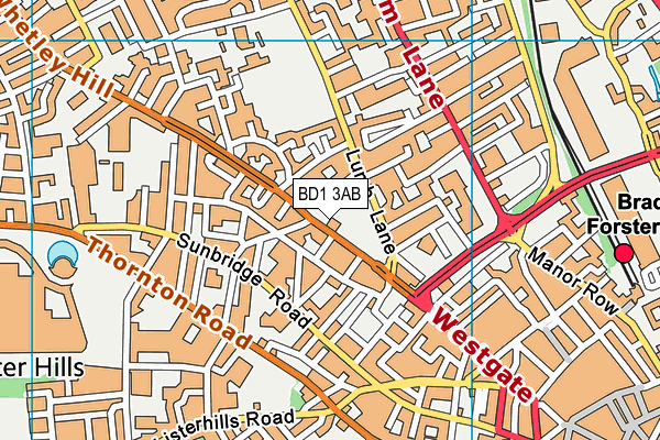 BD1 3AB map - OS VectorMap District (Ordnance Survey) BD1 3AB map - OS VectorMap District (Ordnance Survey)