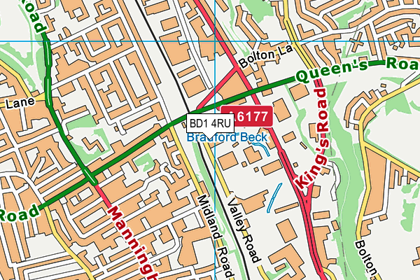 BD1 4RU map - OS VectorMap District (Ordnance Survey) BD1 4RU map - OS VectorMap District (Ordnance Survey)