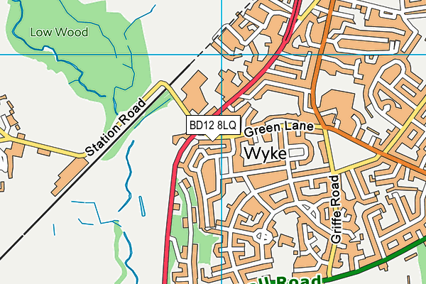 BD12 8LQ map - OS VectorMap District (Ordnance Survey) BD12 8LQ map - OS VectorMap District (Ordnance Survey)