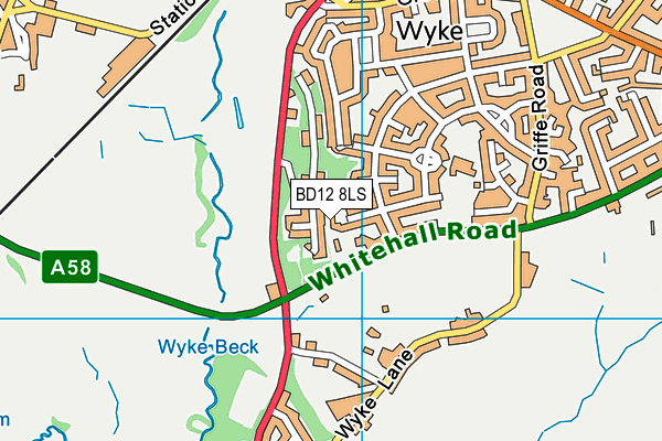 BD12 8LS map - OS VectorMap District (Ordnance Survey) BD12 8LS map - OS VectorMap District (Ordnance Survey)