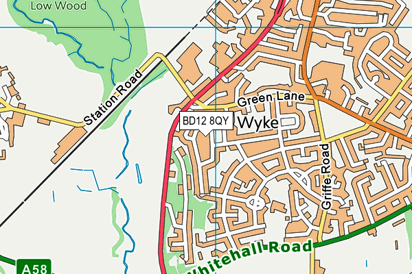 BD12 8QY map - OS VectorMap District (Ordnance Survey) BD12 8QY map - OS VectorMap District (Ordnance Survey)