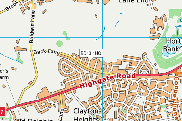 BD13 1HQ map - OS VectorMap District (Ordnance Survey)