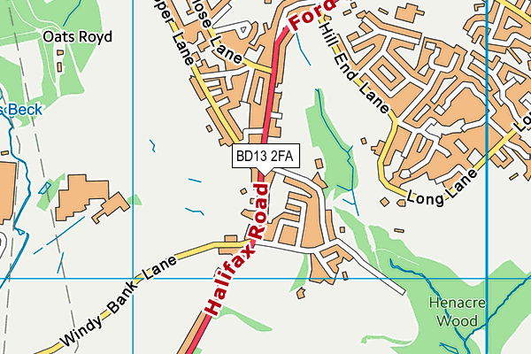 BD13 2FA map - OS VectorMap District (Ordnance Survey) BD13 2FA map - OS VectorMap District (Ordnance Survey)