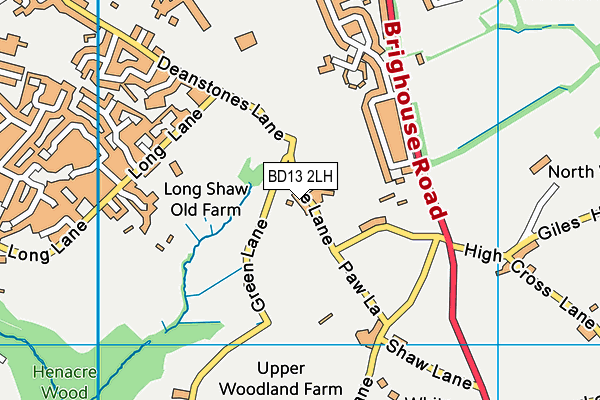 BD13 2LH map - OS VectorMap District (Ordnance Survey) BD13 2LH map - OS VectorMap District (Ordnance Survey)