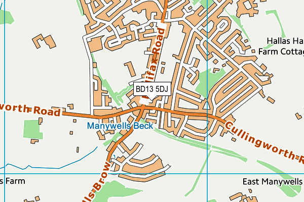 BD13 5DJ map - OS VectorMap District (Ordnance Survey) BD13 5DJ map - OS VectorMap District (Ordnance Survey)