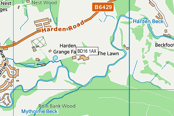 BD16 1AX map - OS VectorMap District (Ordnance Survey) BD16 1AX map - OS VectorMap District (Ordnance Survey)