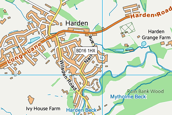 BD16 1HX map - OS VectorMap District (Ordnance Survey)