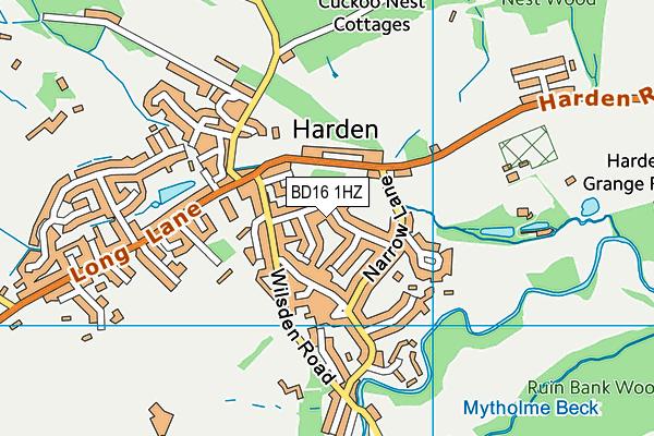 BD16 1HZ map - OS VectorMap District (Ordnance Survey)