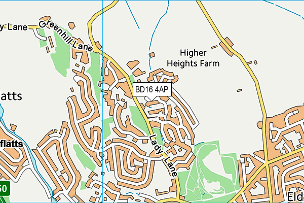 BD16 4AP map - OS VectorMap District (Ordnance Survey)