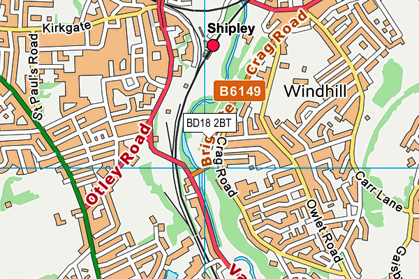 BD18 2BT map - OS VectorMap District (Ordnance Survey) BD18 2BT map - OS VectorMap District (Ordnance Survey)