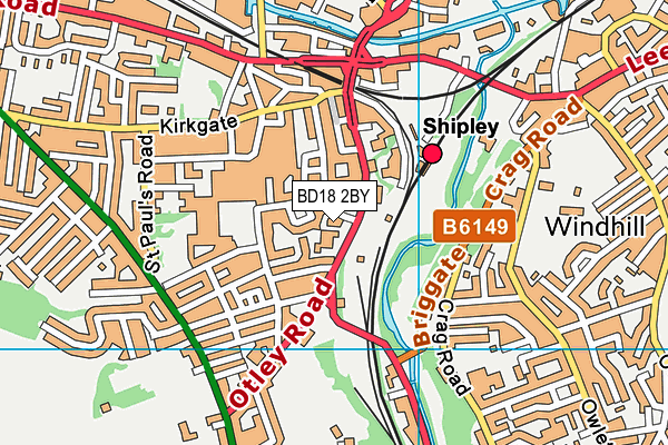 BD18 2BY map - OS VectorMap District (Ordnance Survey) BD18 2BY map - OS VectorMap District (Ordnance Survey)
